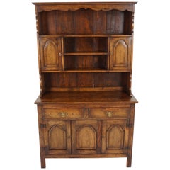 Petite Vintage Dresser, Solid Oak, Welsh Dresser Sideboard, Scotland 1930, B2144