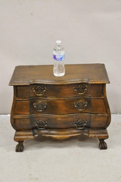 Petite Vintage European Rustic Style 3 Drawer Bombe Commode Jewelry Chest