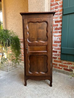 PETITE Vintage French Provincial Armoire Cabinet Louis XV Linen Cupboard c1940