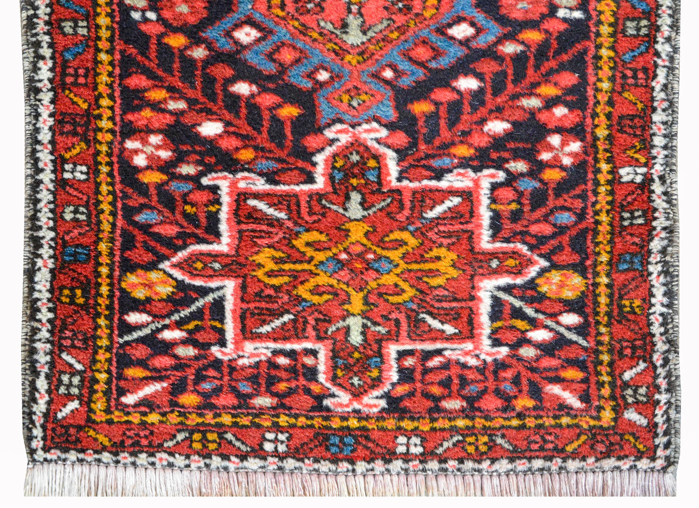 Hand-Knotted Petite Vintage Karadja Rug For Sale