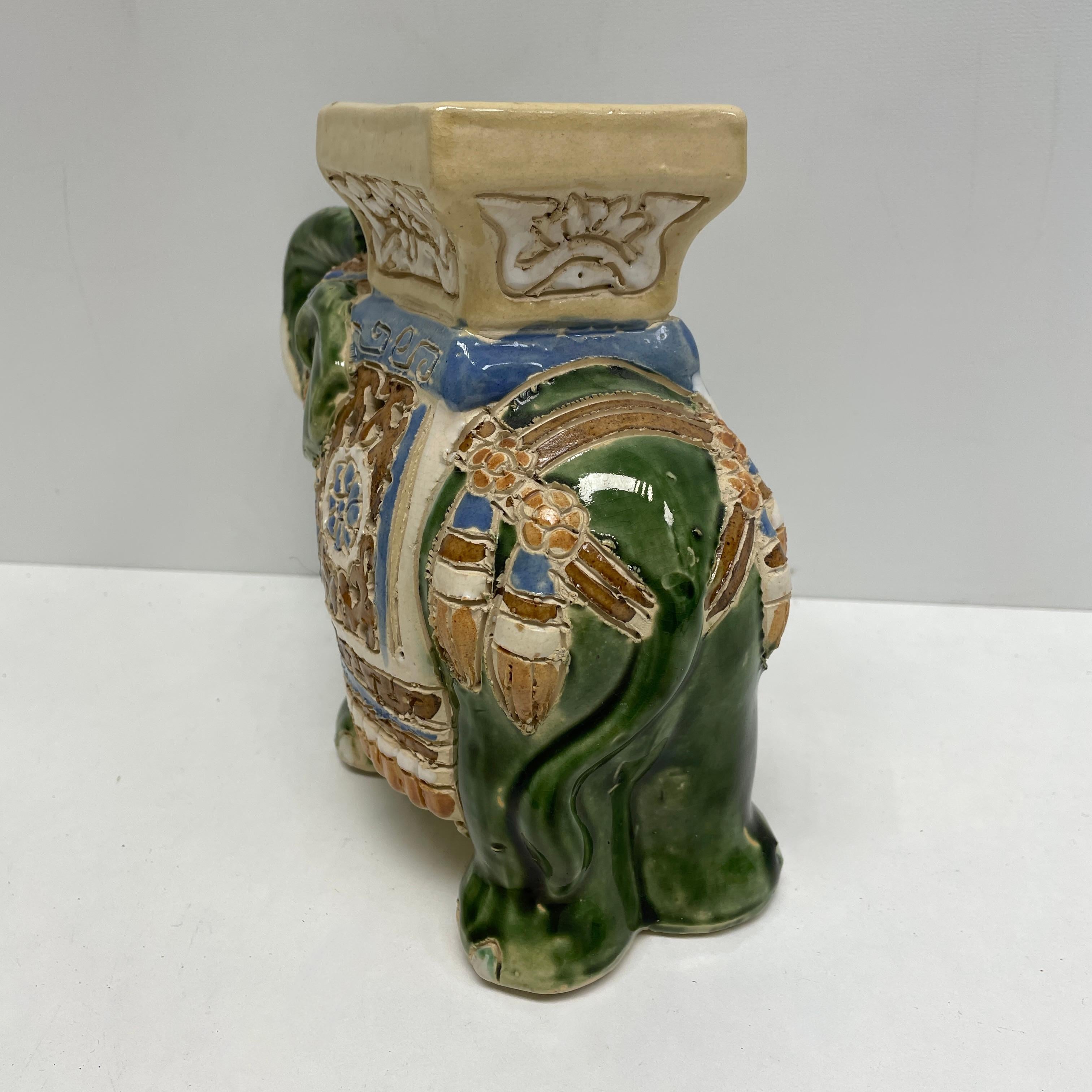 German Petite Vintage Hollywood Regency Chinese Ceramic Elephant Candle Fragrance Lamp