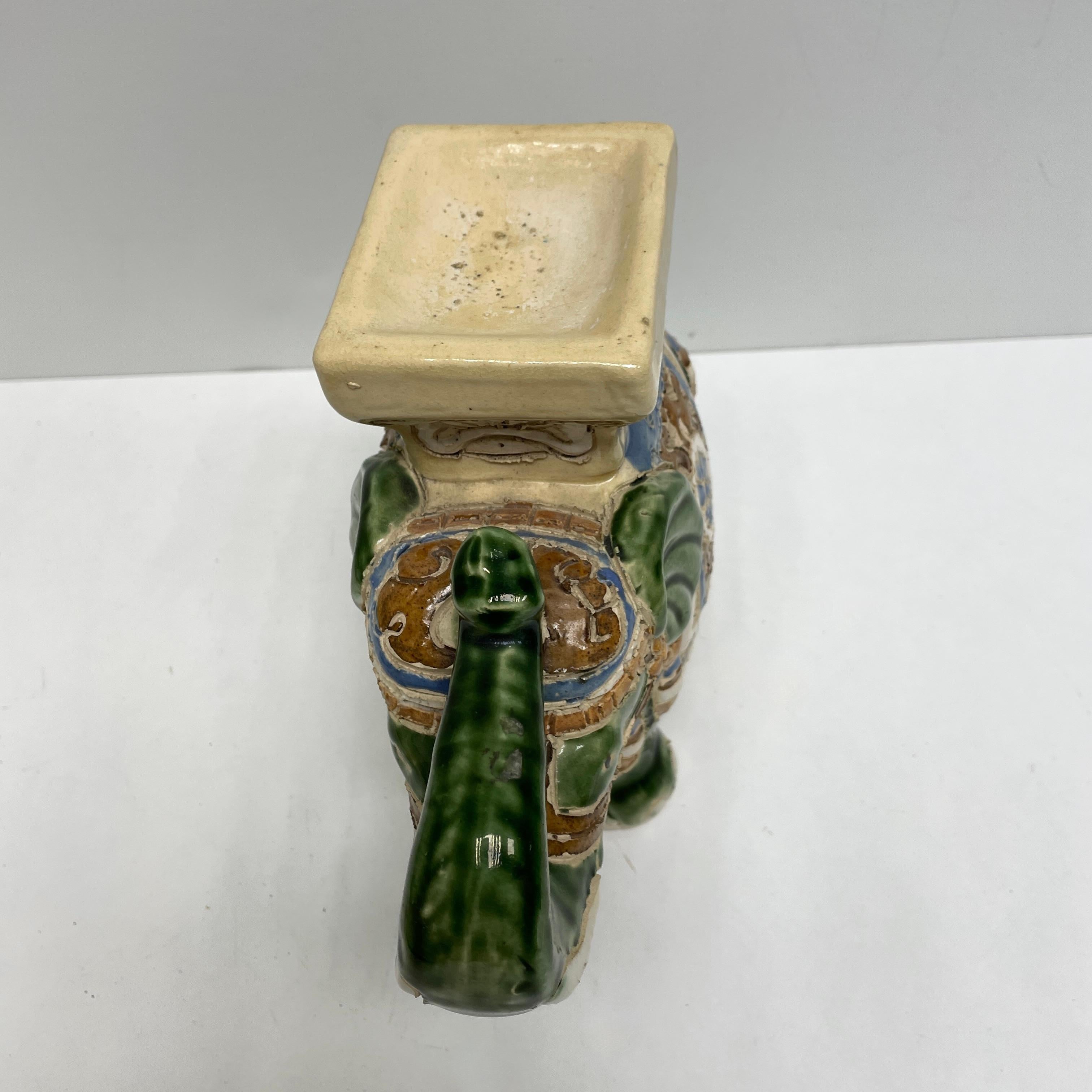 Petite Vintage Hollywood Regency Chinese Ceramic Elephant Candle Fragrance Lamp 1