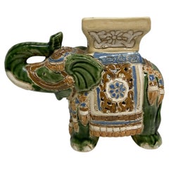 Petite Vintage Hollywood Regency Chinese Ceramic Elephant Candle Fragrance Lamp