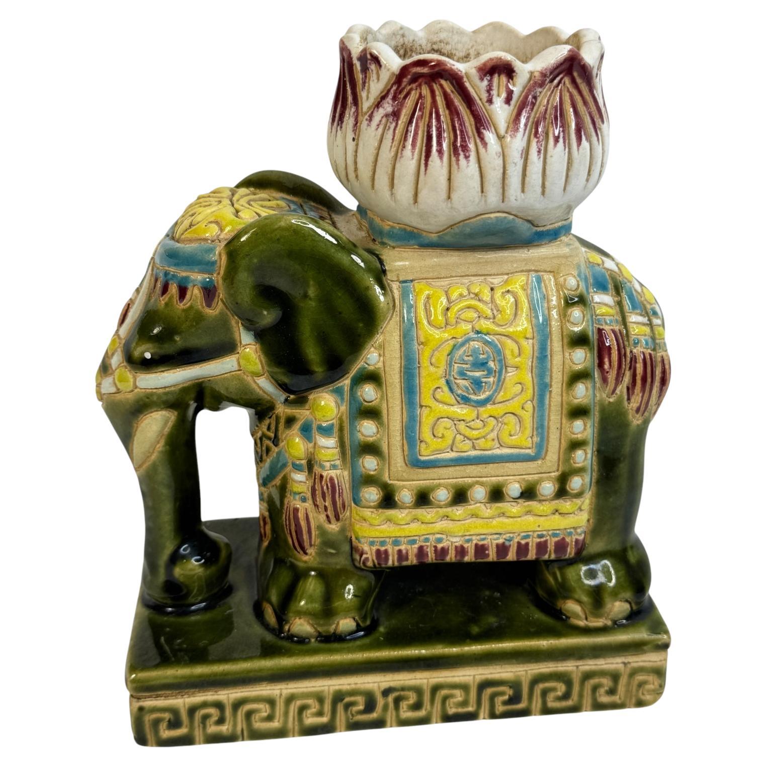 Petite Vintage Hollywood Regency Chinese Elephant Flower Pot, 1960s