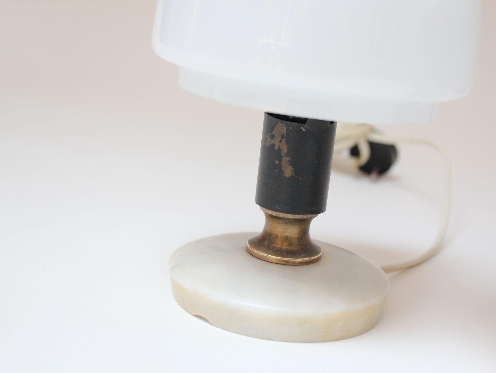 Petite Vintage Italian Brass and Marble Bedside Lamps After Ignazio Gardella 7