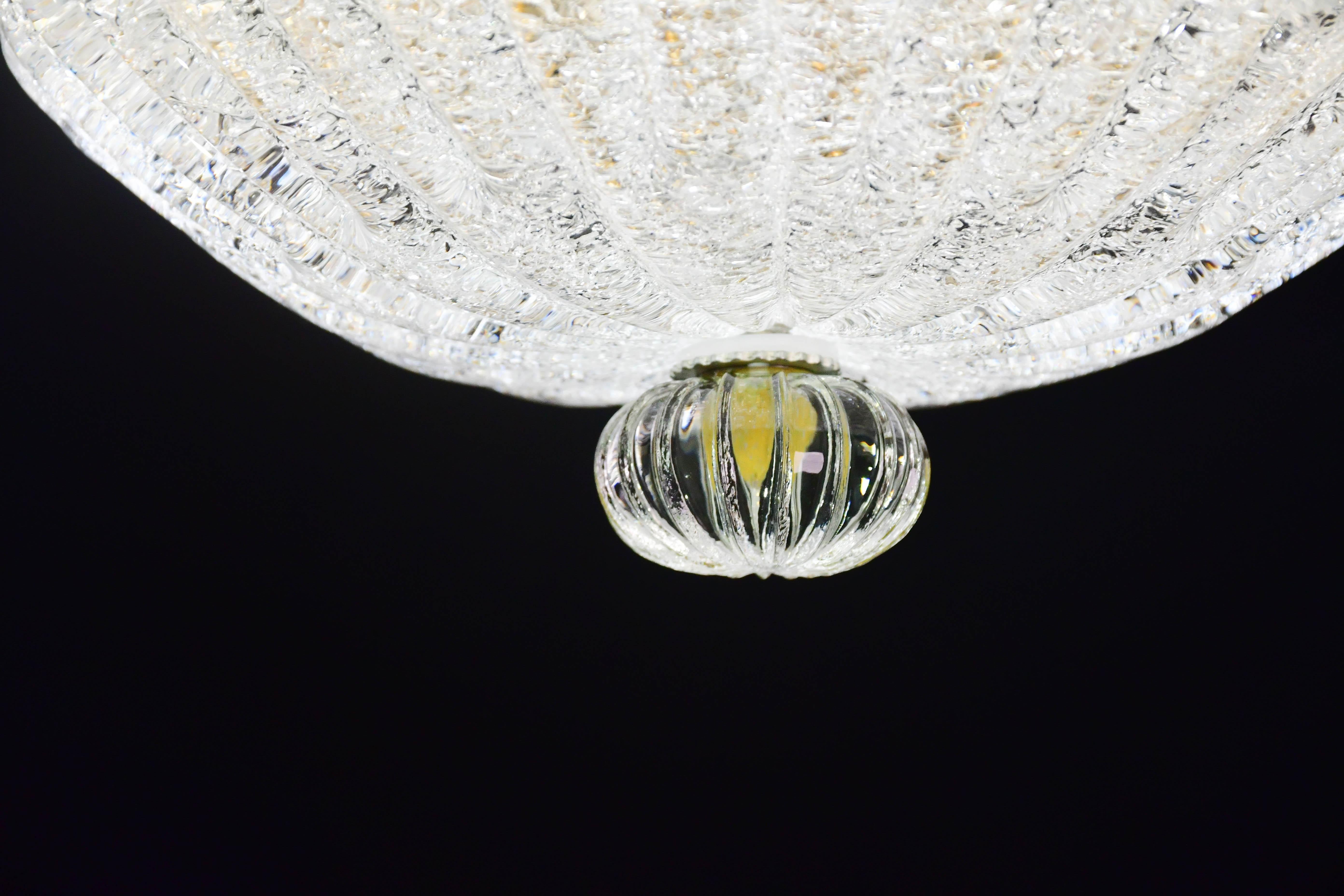 Petit Plafonnier Vintage Italian Murano Glass Amber and trasparent en vente 3