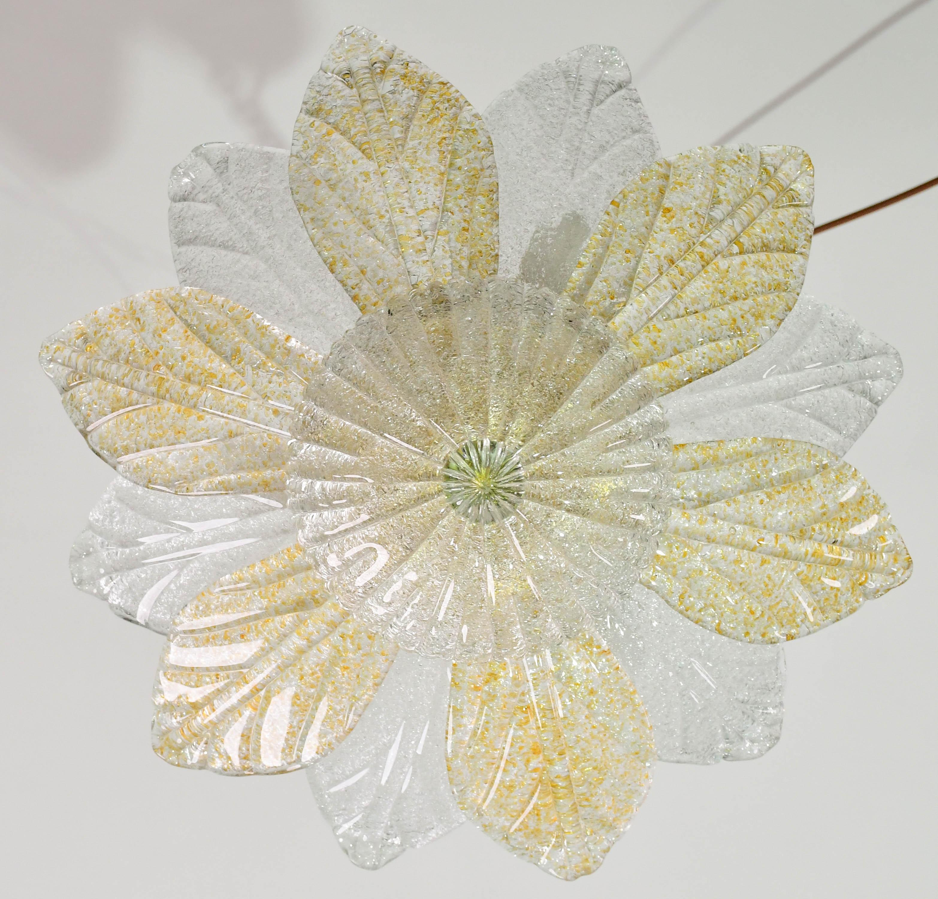 Petit Plafonnier Vintage Italian Murano Glass Amber and trasparent en vente 4