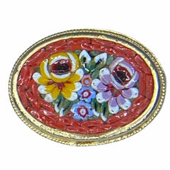 Petite Vintage Micro Mosaic Brooch Millefiori Venice Italy