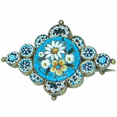 Petite Vintage Micro Mosaic Floral Brooch Millefiori Venice, Italy