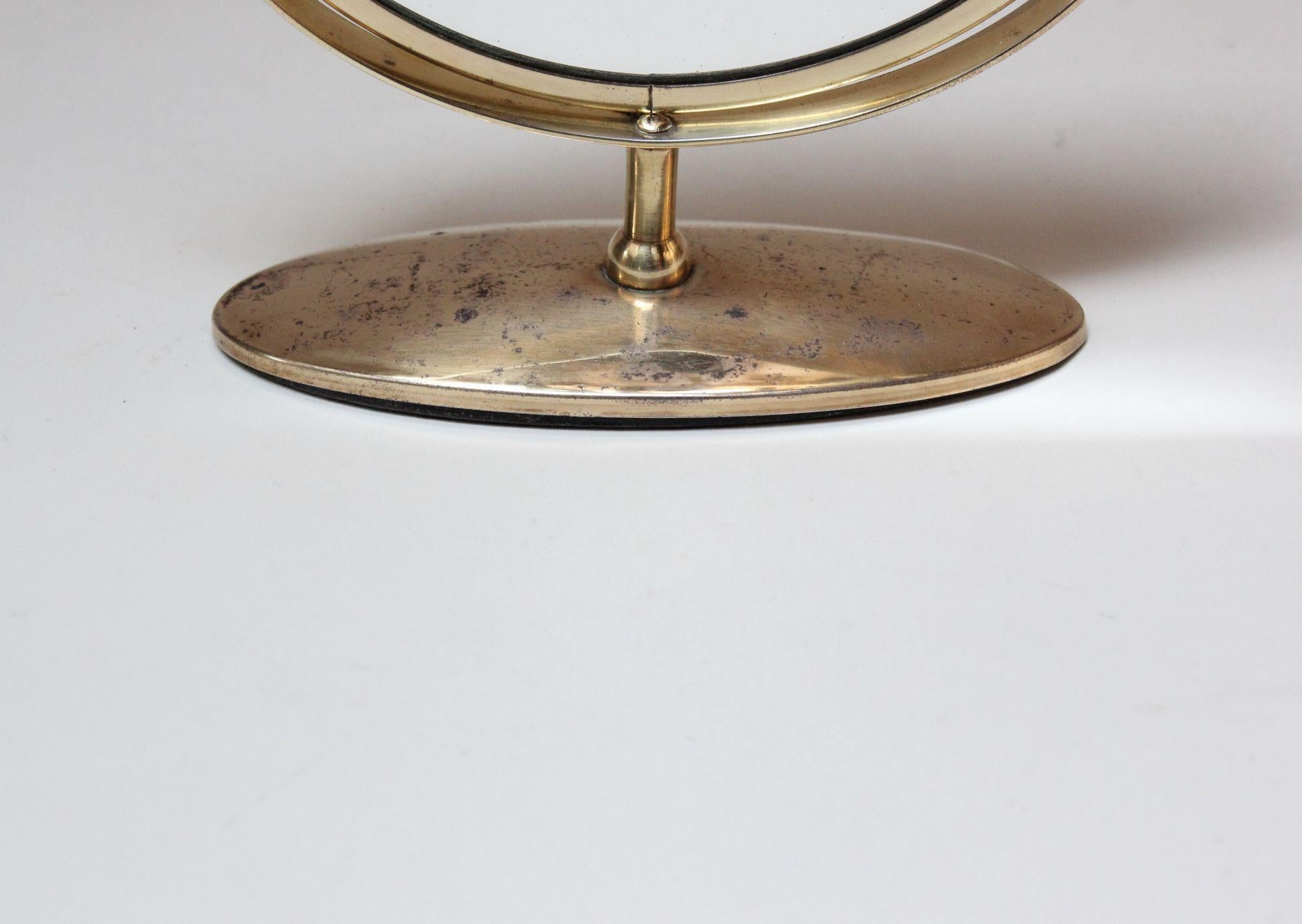 Petite Vintage Polished Brass Swiveling Double Sided Glass Vanity Table Mirror For Sale 14
