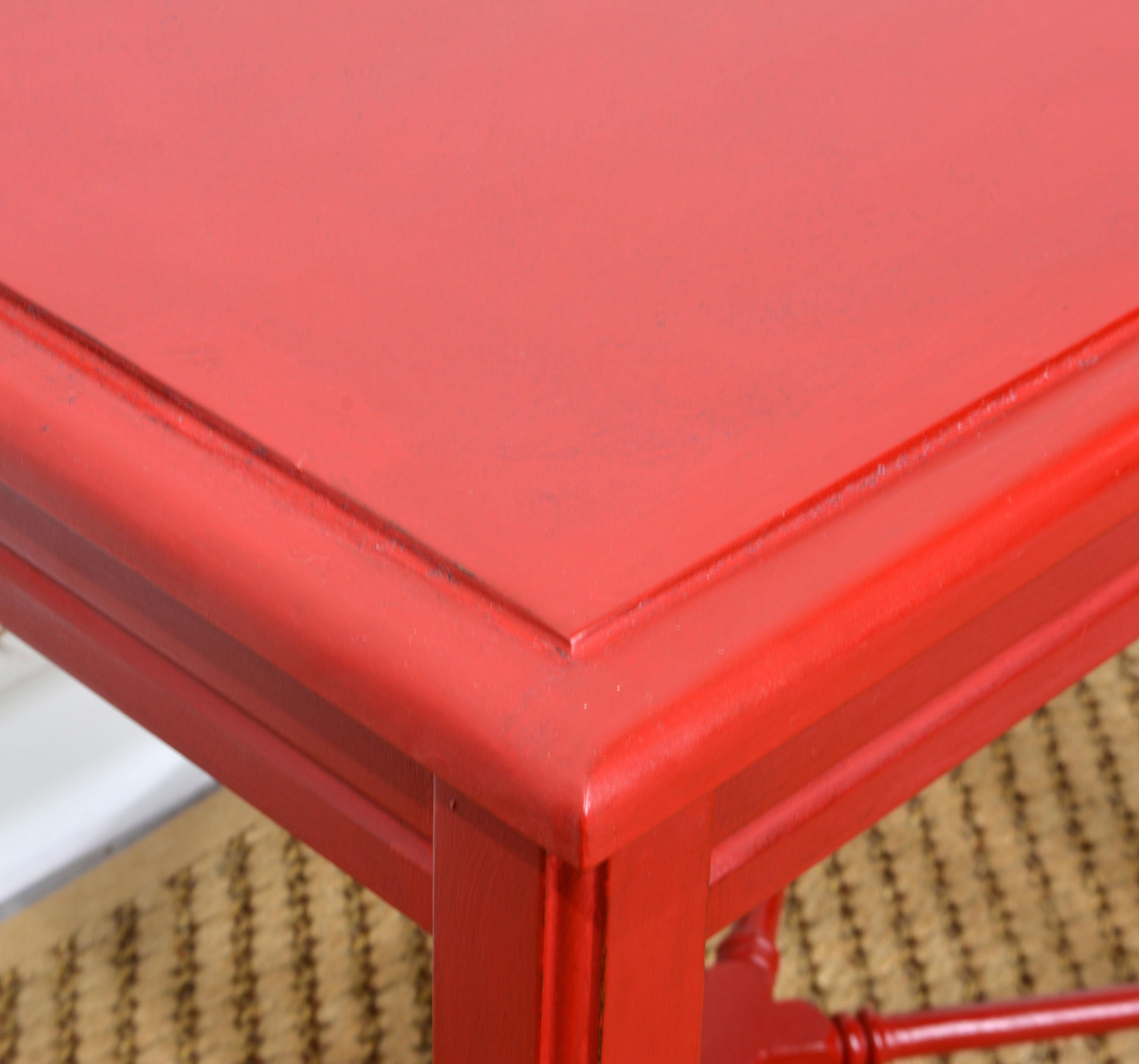 Petite Vintage Regency Style Venetian Red Lacquered Butlers Lift Off Tray Table 3