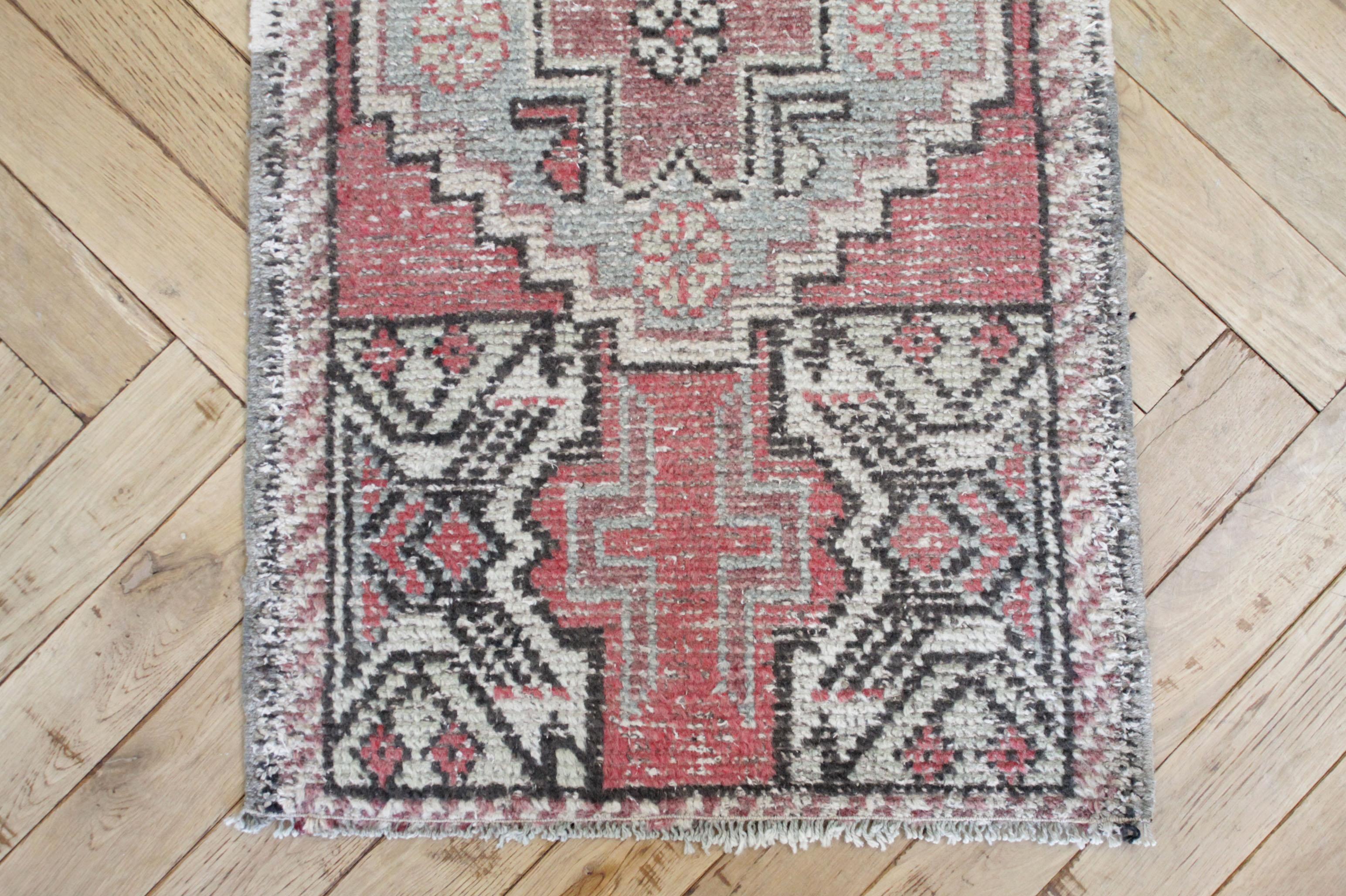 20th Century Petite Vintage Turkish Wool Rug