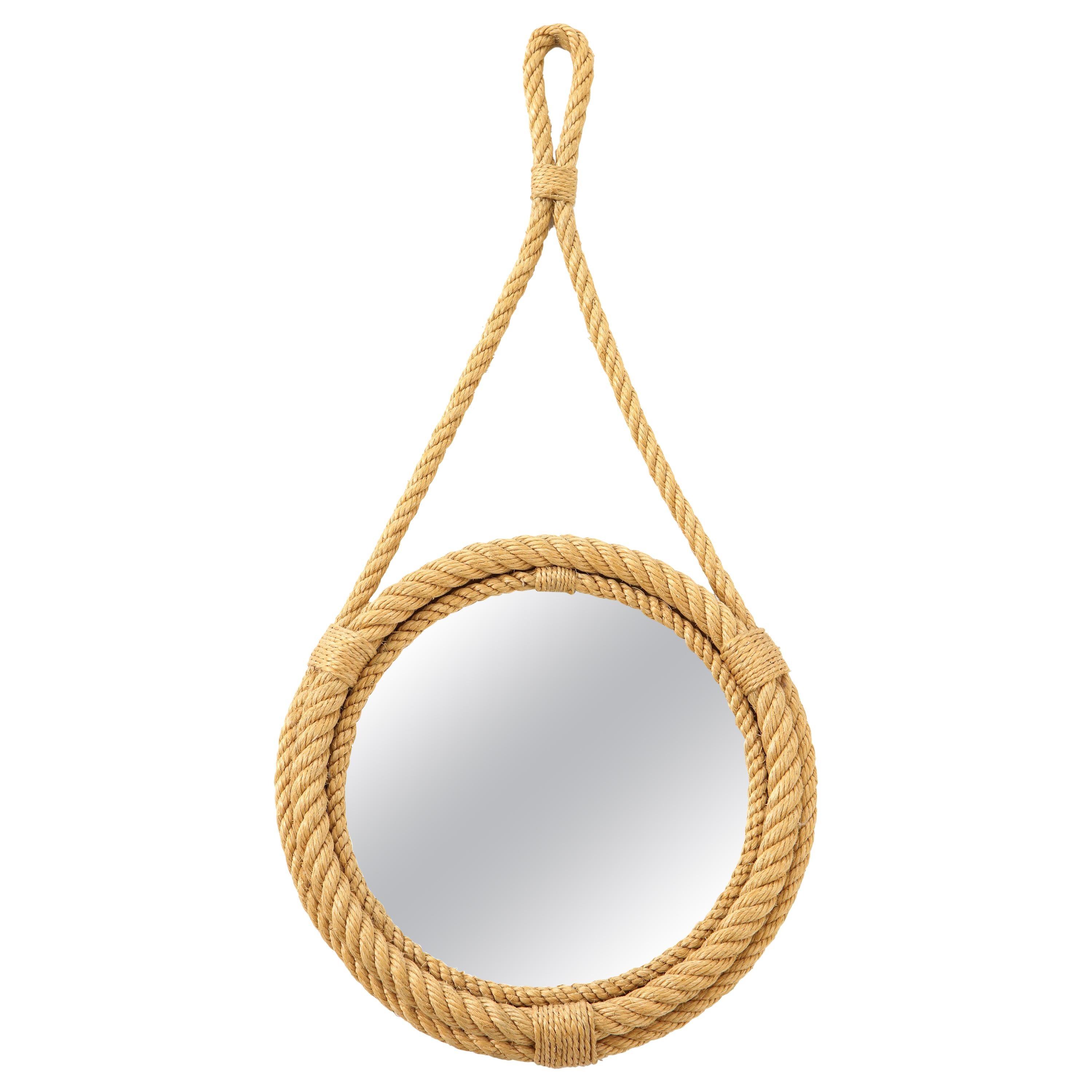 Petite Wall Rope Mirror by Audoux Minnet, France, 1960s