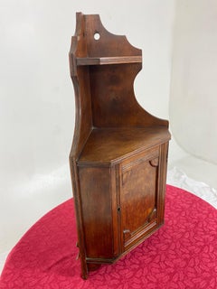 Petite Walnut Hanging Corner Cabinet, Wall Cabinet, 2 Tier, Scotland 1900, H754
