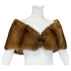 Petite Whiskey Mink Fur Stand-Away Stole Capelet w Snap Knots – S-M, 1950s