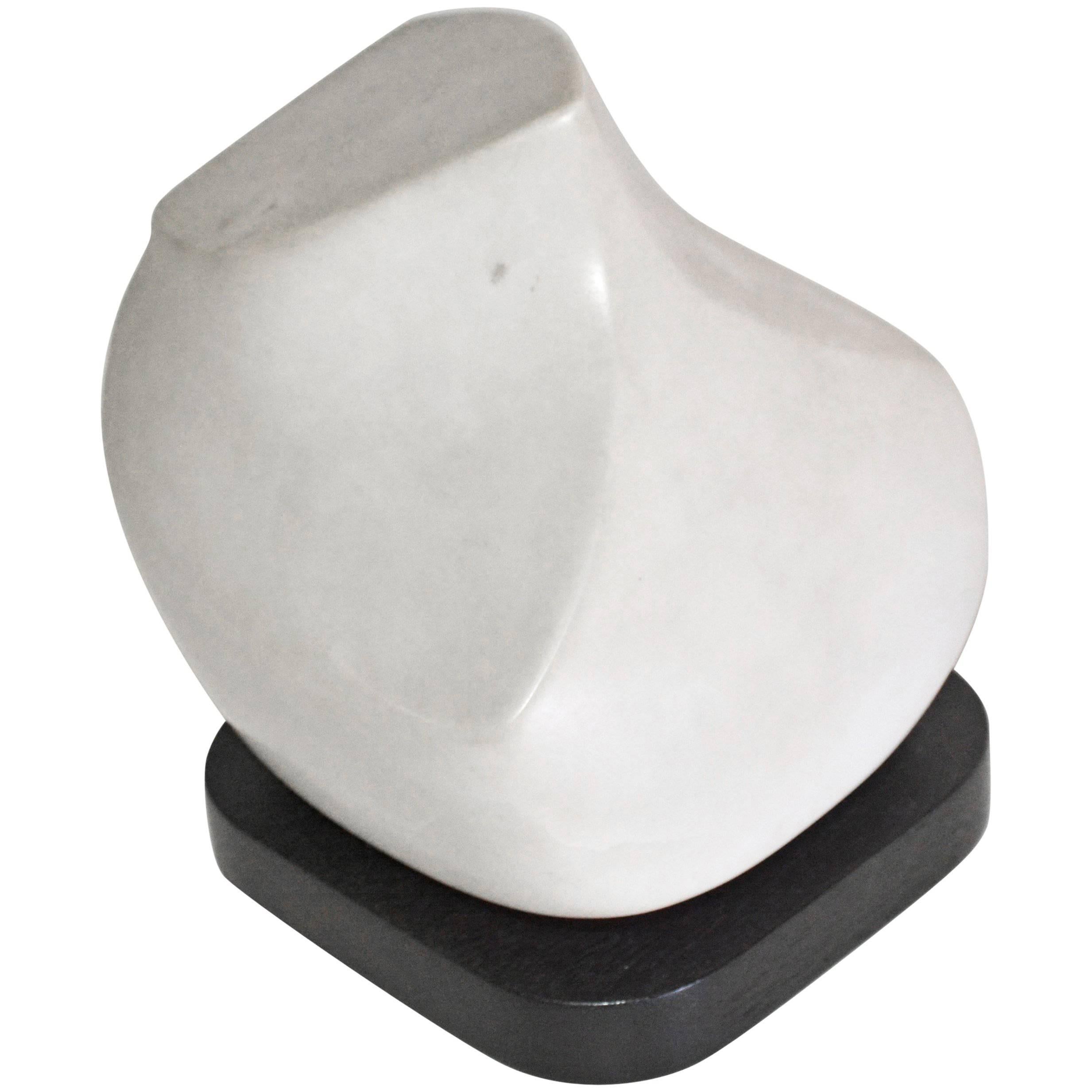 Petite White Marble Sculpture on Stand For Sale
