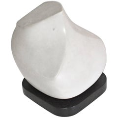 Petite White Marble Sculpture on Stand