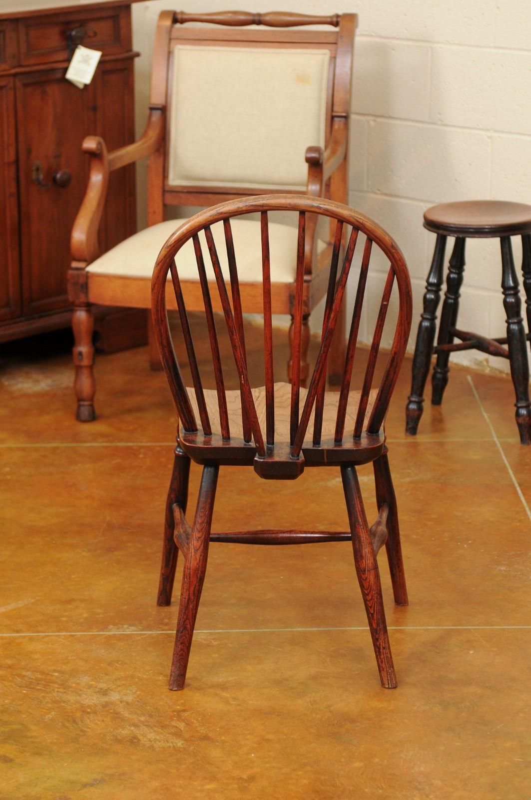 19th Century Petite Windsor Side Chair in Oak, England, circa 1890 For Sale