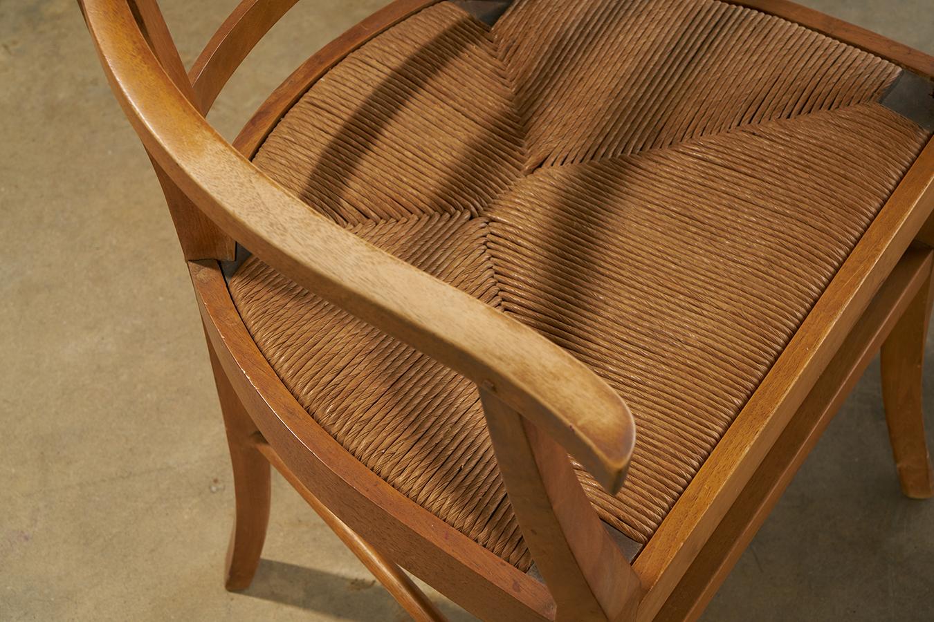 Corde en papier Paire de petits fauteuils en Wood Wood avec sièges en Corde en vente