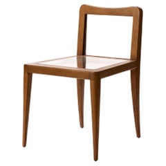 Petite chaise flottante en bois, chaise en bois de noyer et acrylique