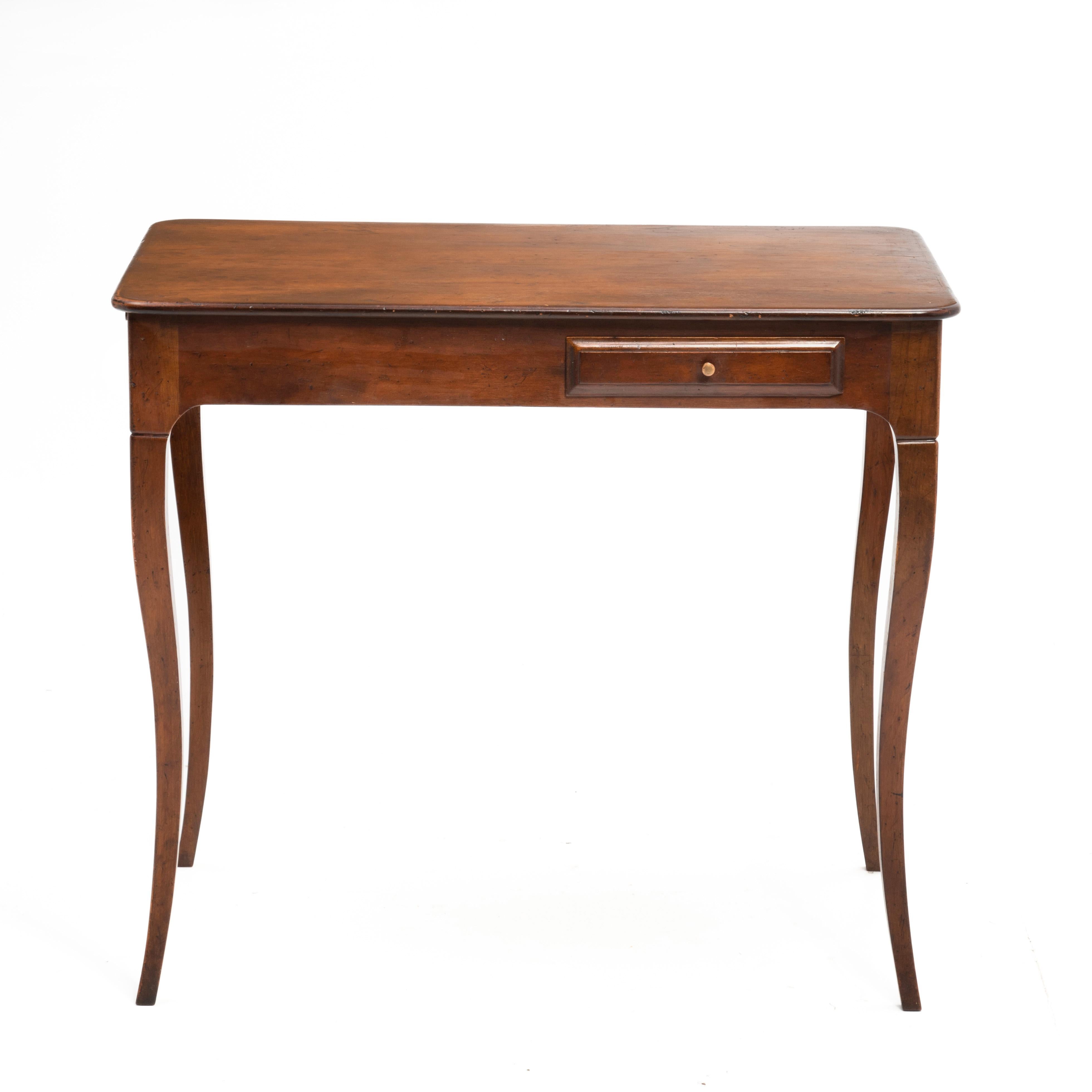 Petite Writing Desk Games Console Dressing Table Cabriole Leg Distressed Finish  In Good Condition For Sale In Forest Grove, PA