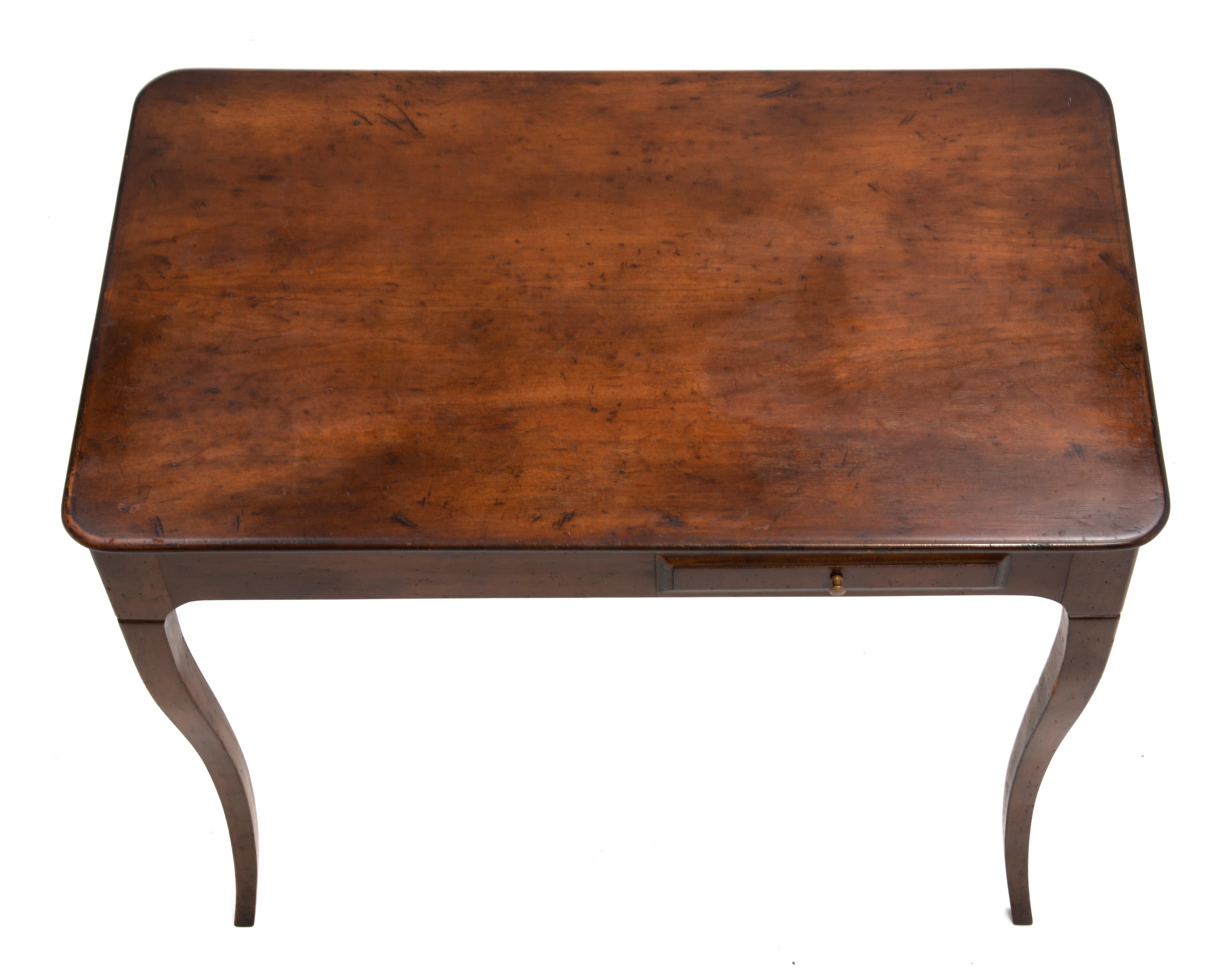 20th Century Petite Writing Desk Games Console Dressing Table Cabriole Leg Distressed Finish  For Sale