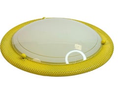 Petite Yellow Flush Mount Ceiling Light, Vintage Italy 1980s