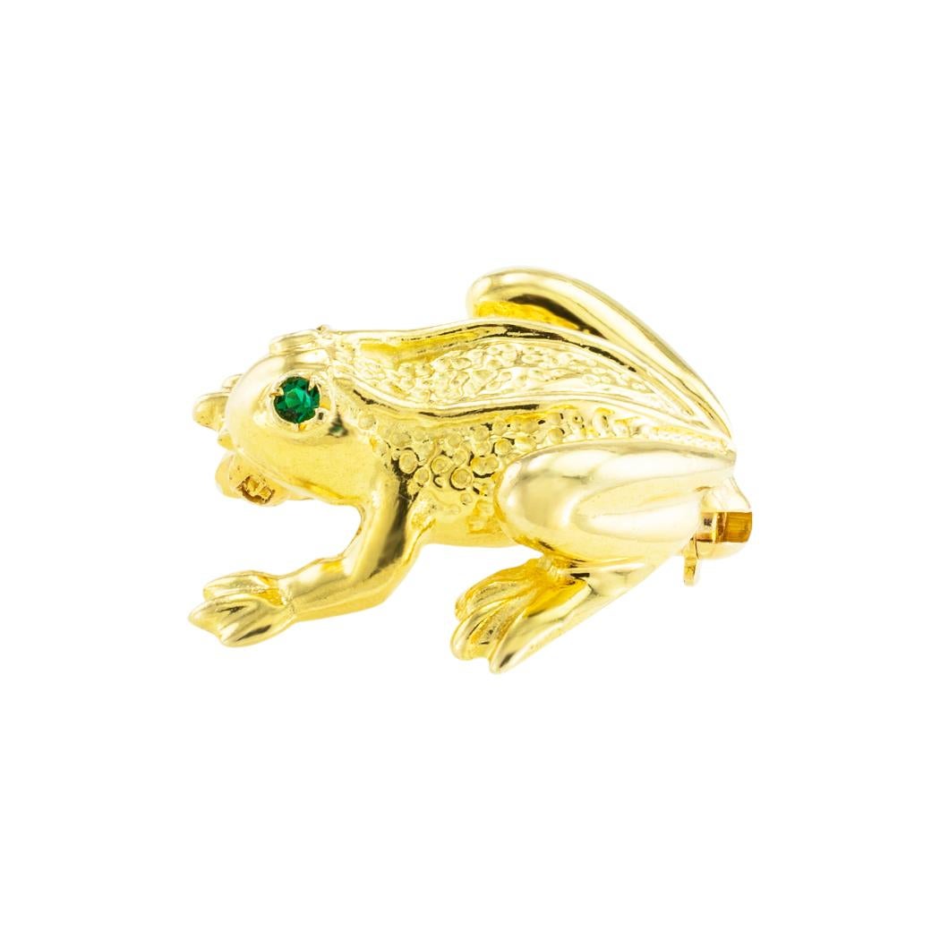 Contemporary Petite Yellow Gold Frog Brooch