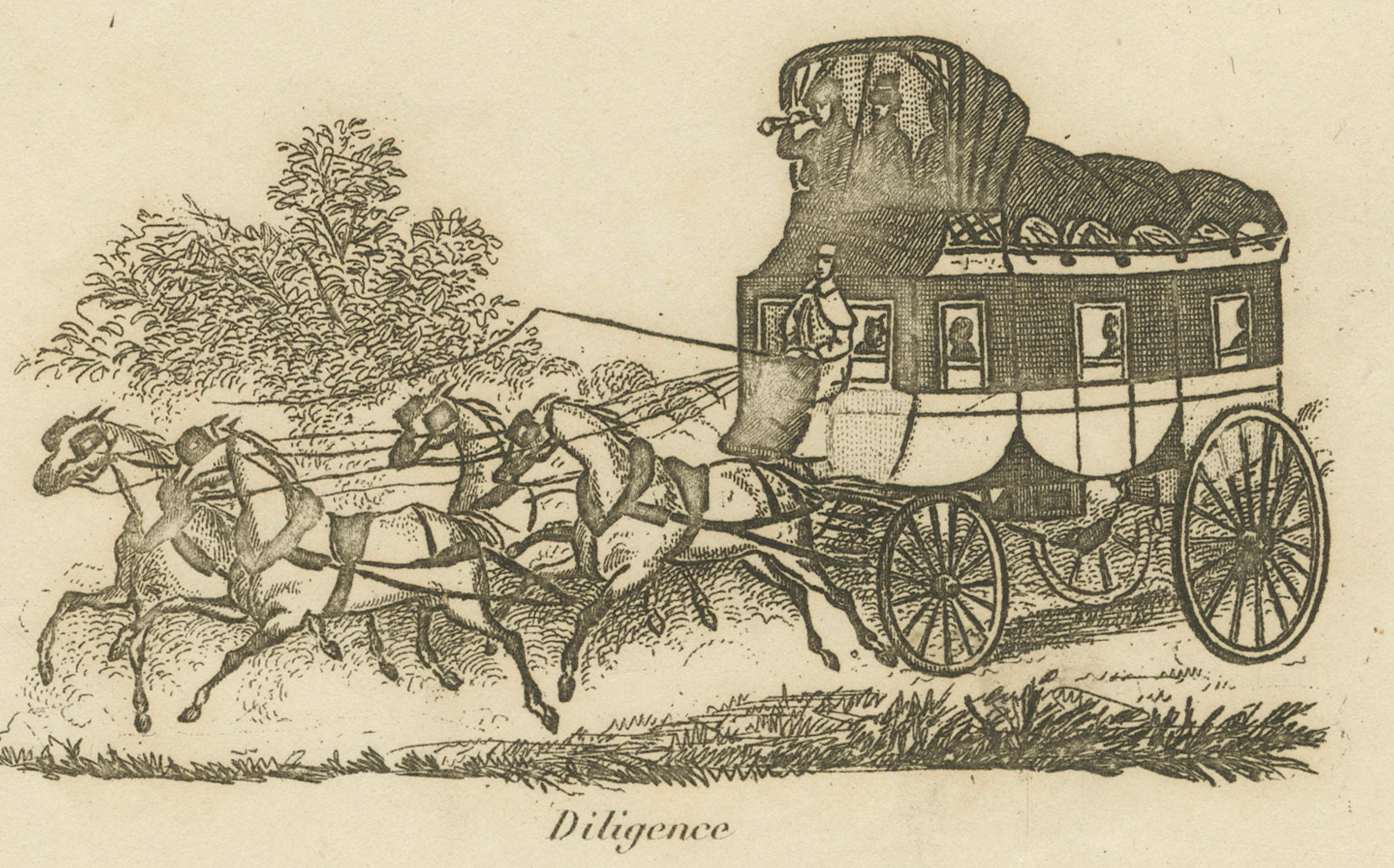 Petites Voitures Divers - Stampa antica di tipi di carrozze, Parigi, 1820 ca. in vendita 6