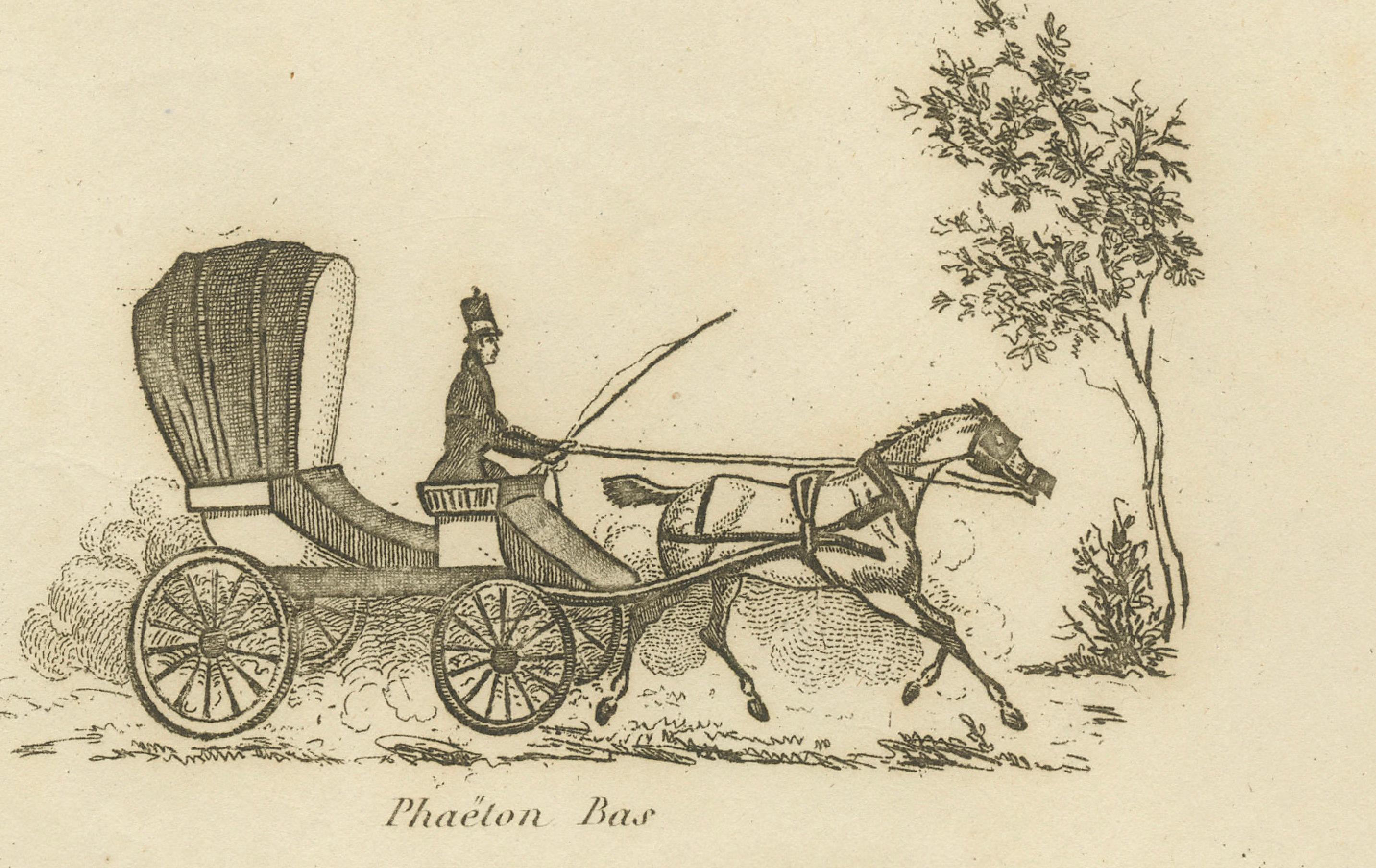 Petites Voitures Divers - Stampa antica di tipi di carrozze, Parigi, 1820 ca. in vendita 7