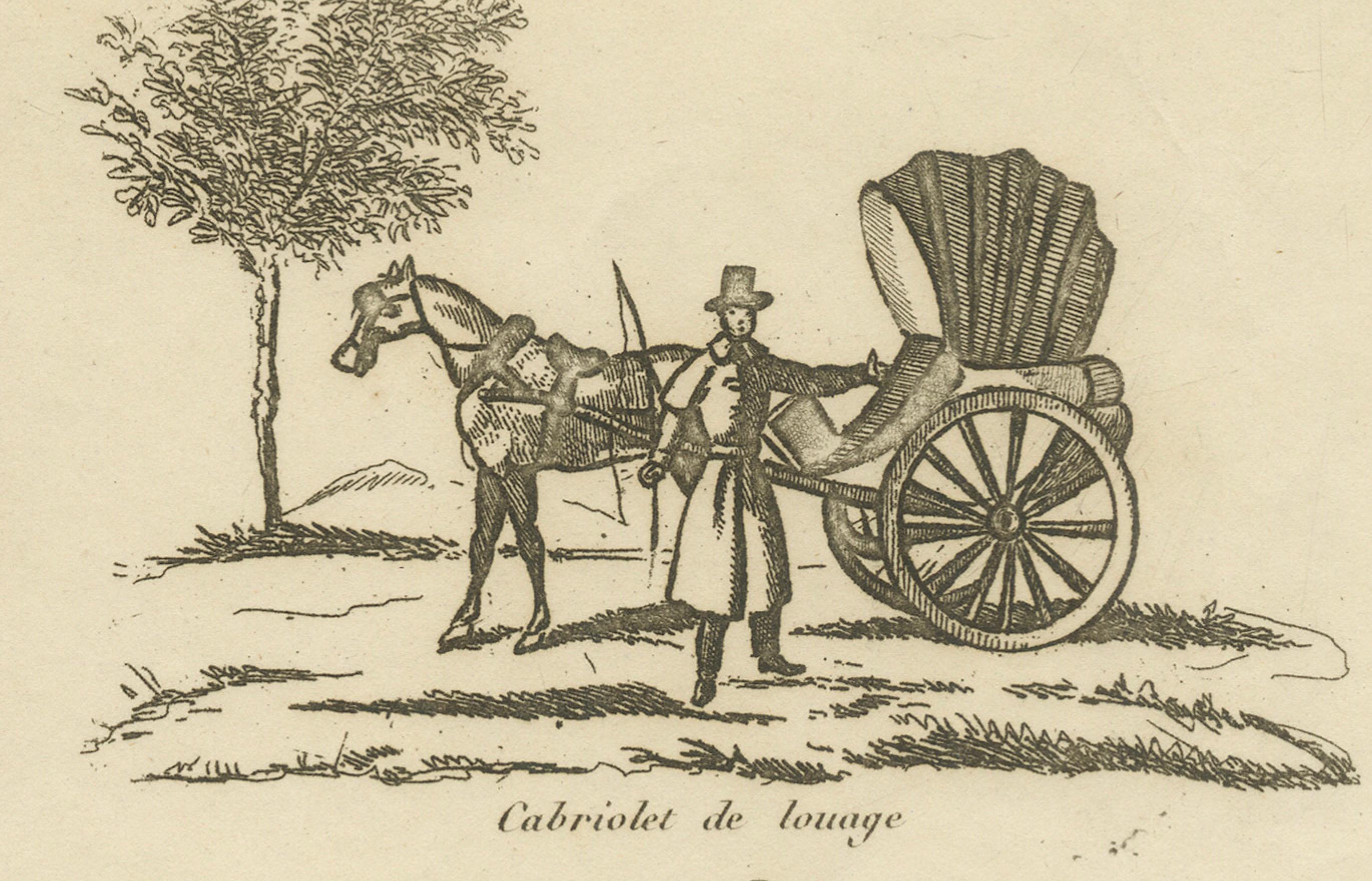Petites Voitures Divers - Stampa antica di tipi di carrozze, Parigi, 1820 ca. in vendita 1