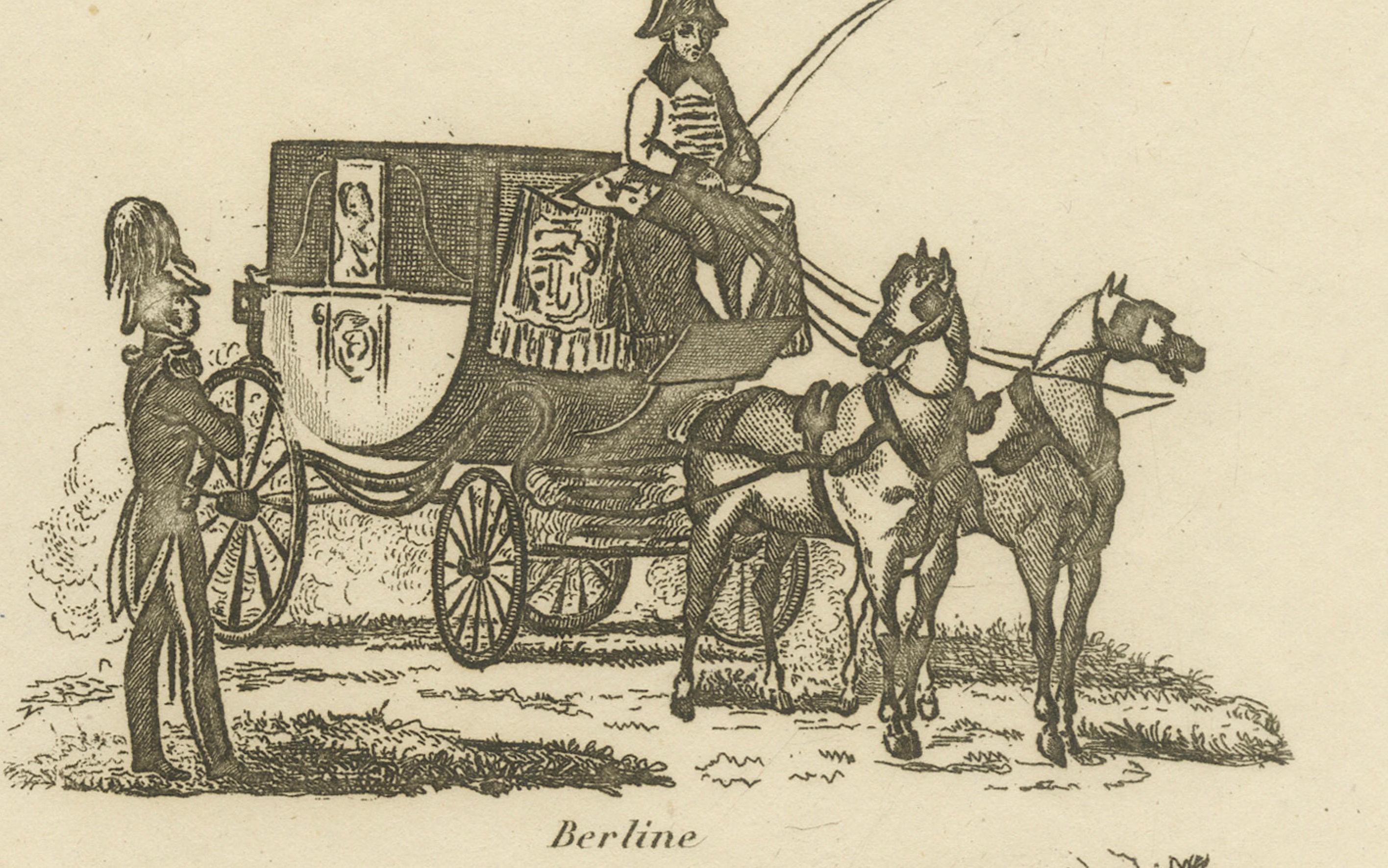 Petites Voitures Divers - Stampa antica di tipi di carrozze, Parigi, 1820 ca. in vendita 2