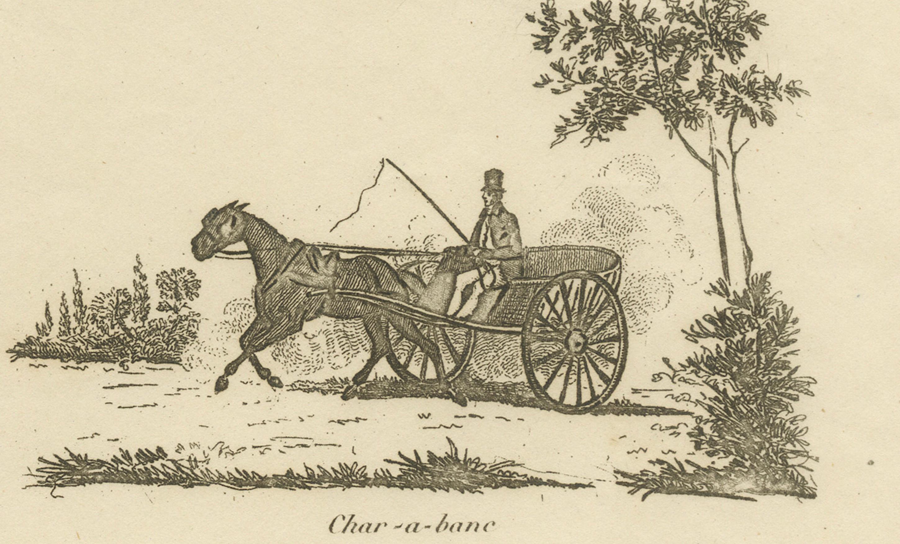 Petites Voitures Divers - Stampa antica di tipi di carrozze, Parigi, 1820 ca. in vendita 3