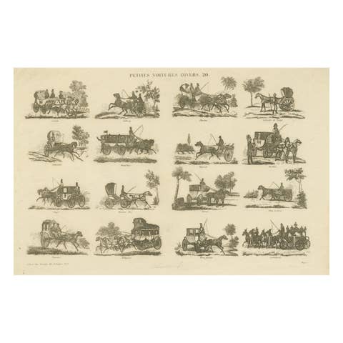 Petites Voitures Divers – Antique Carriage Types Print, Paris c.1820