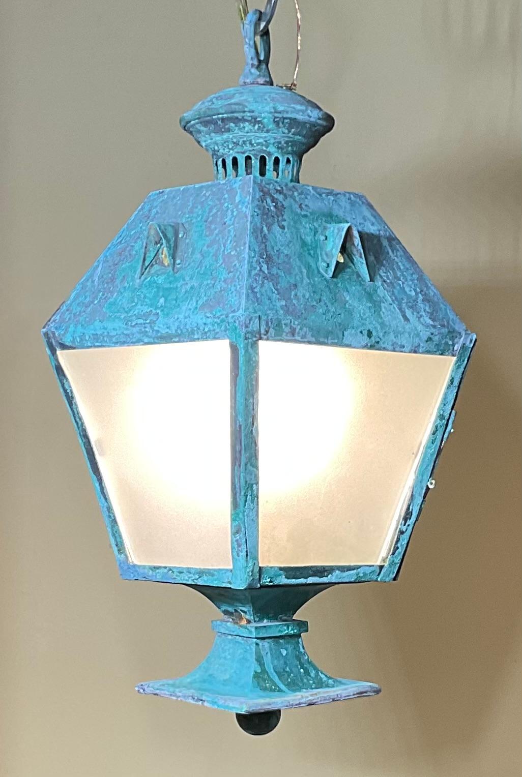 American PetiteVintage copper hanging lantern - timeless beauty For Sale