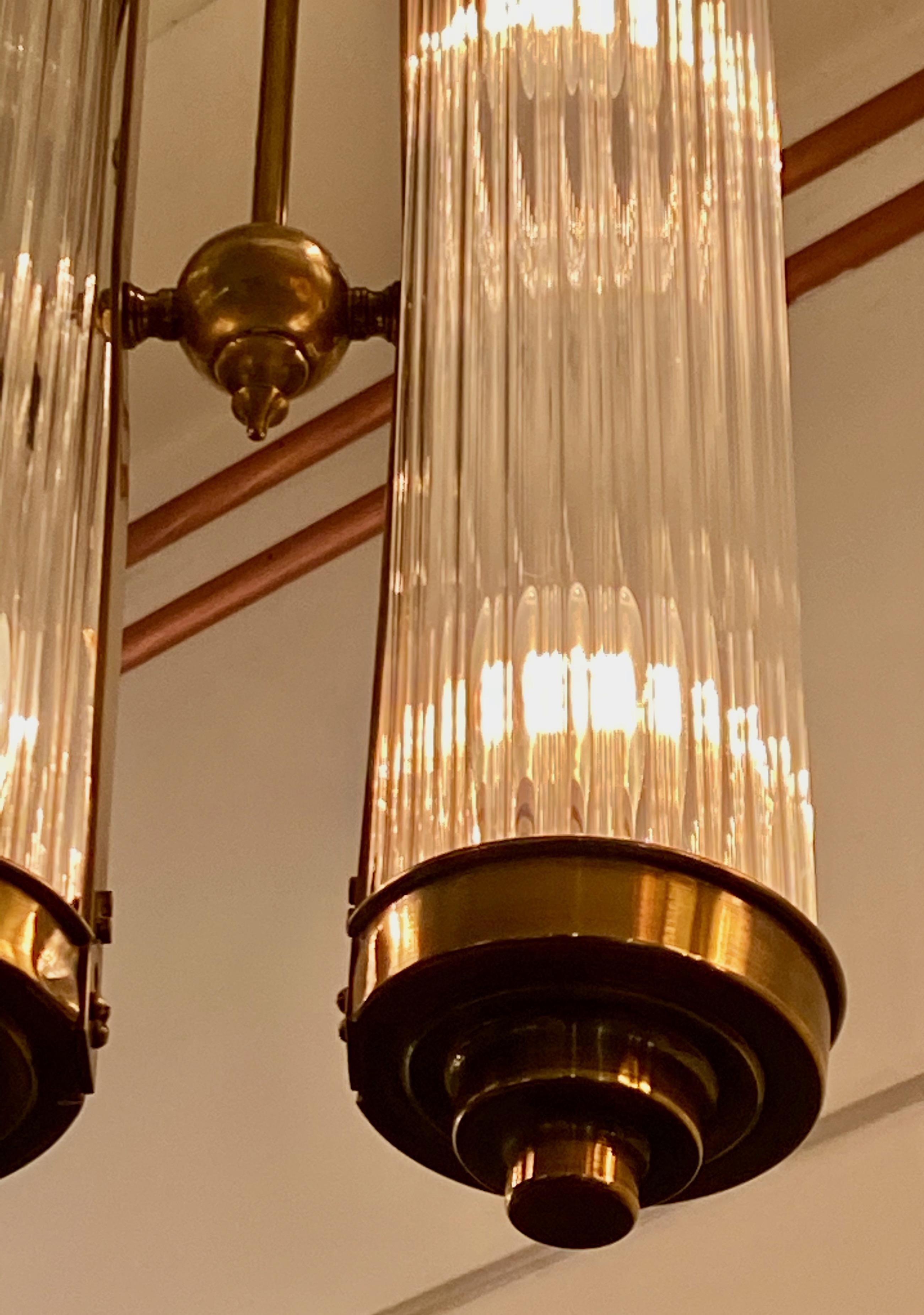 Metà XX secolo Tubi di vetro per lampadario Art Deco in stile Petito
