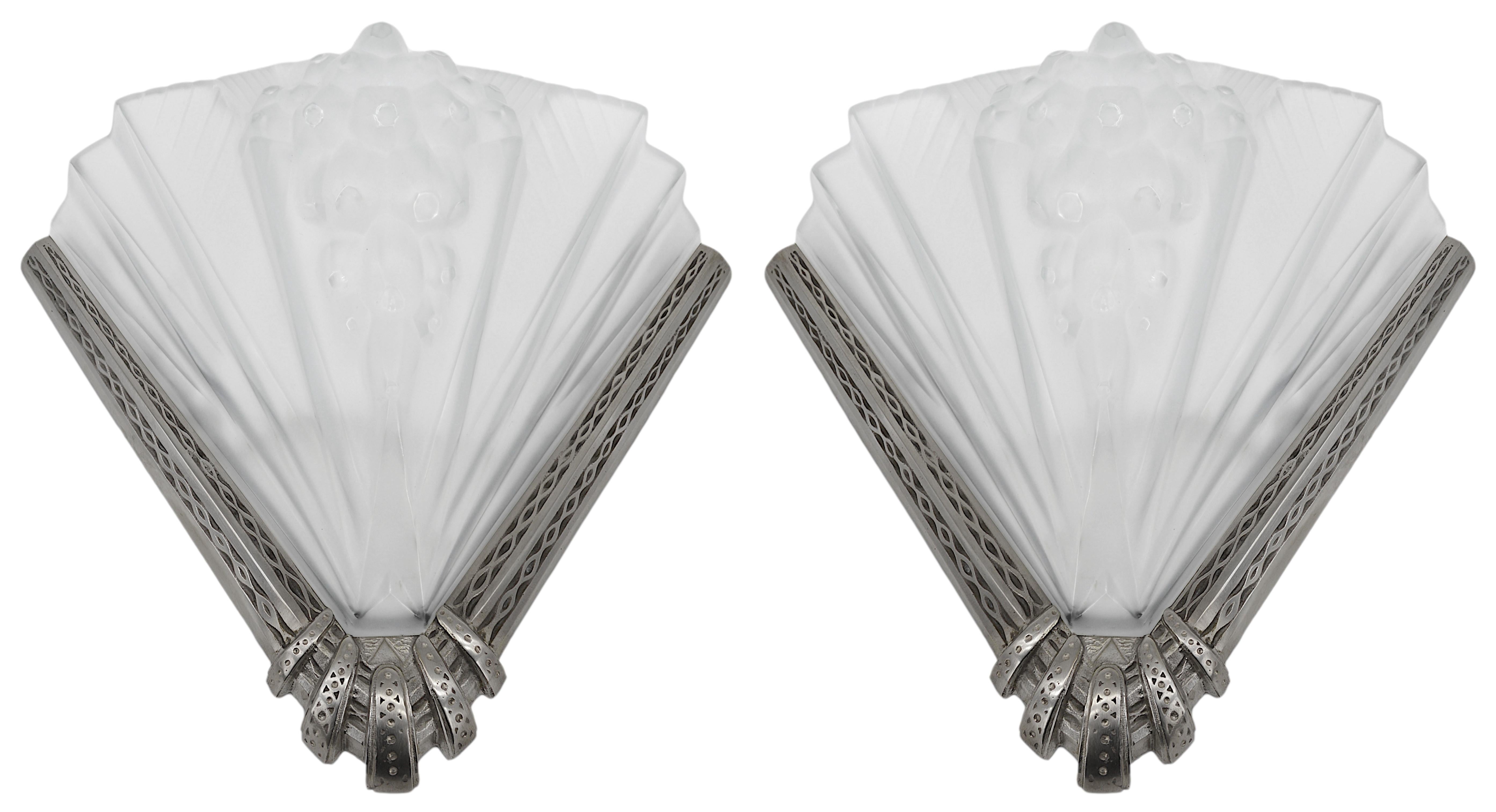 Petitot Französisch Art Deco 4 Wandleuchten Set, 1920 im Angebot 6