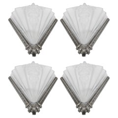 Petitot French Art Deco 4 Wall Sconces Set, 1920