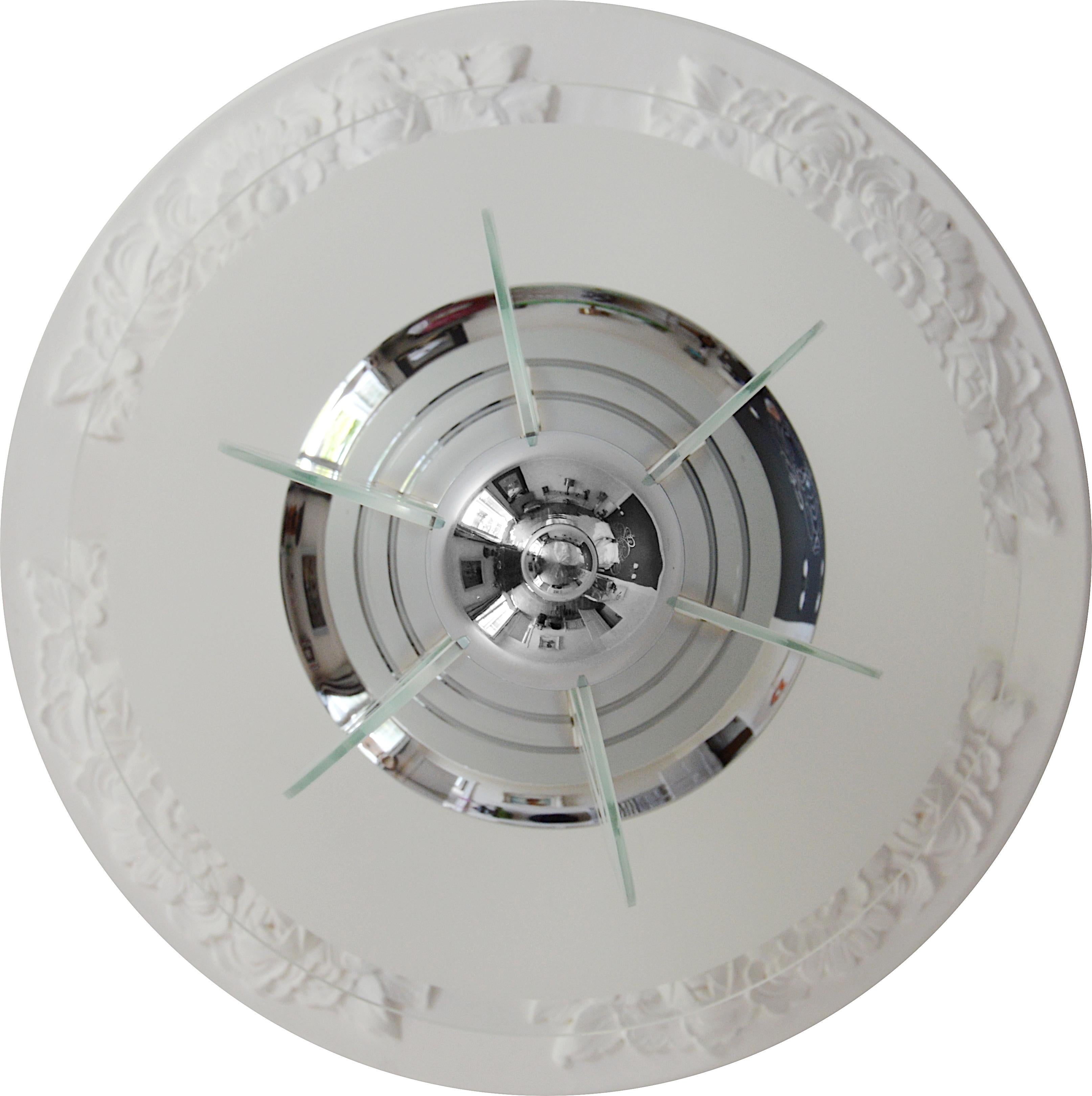Petitot French Art Deco Modernist Chandelier, 1920 In Excellent Condition For Sale In Saint-Amans-des-Cots, FR