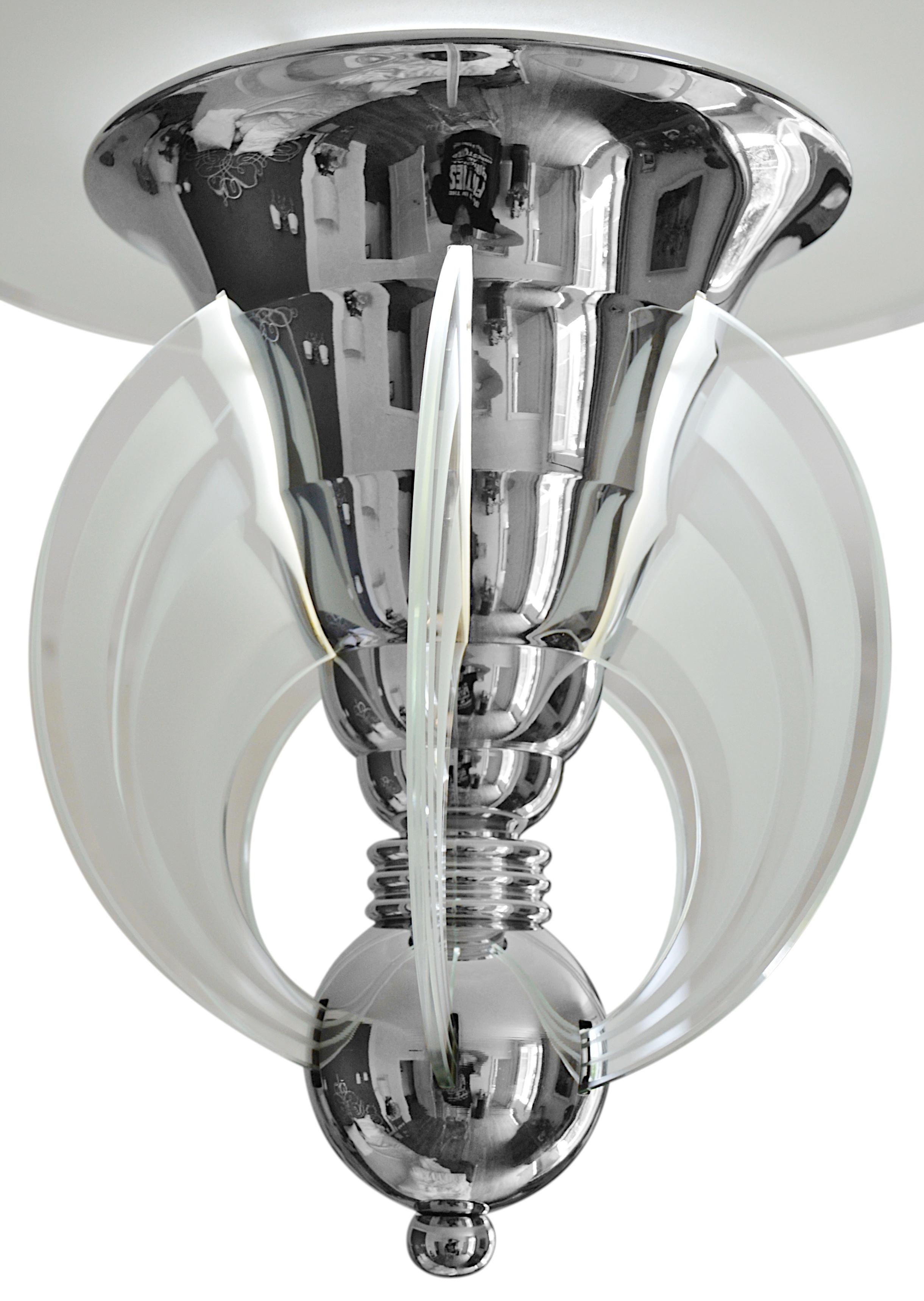Petitot French Art Deco Modernist Chandelier, 1920 For Sale 3