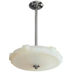 Petitot French Art Deco Modernist Opalescent Pendant Chandelier:: 1930