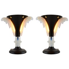 Petitot French Art Deco Pair of Table Lamps, circa 1930