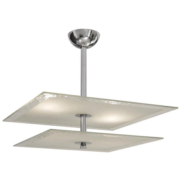 Vetro Lampadario francese Modernista Art Deco PETITOT, 1920 in vendita