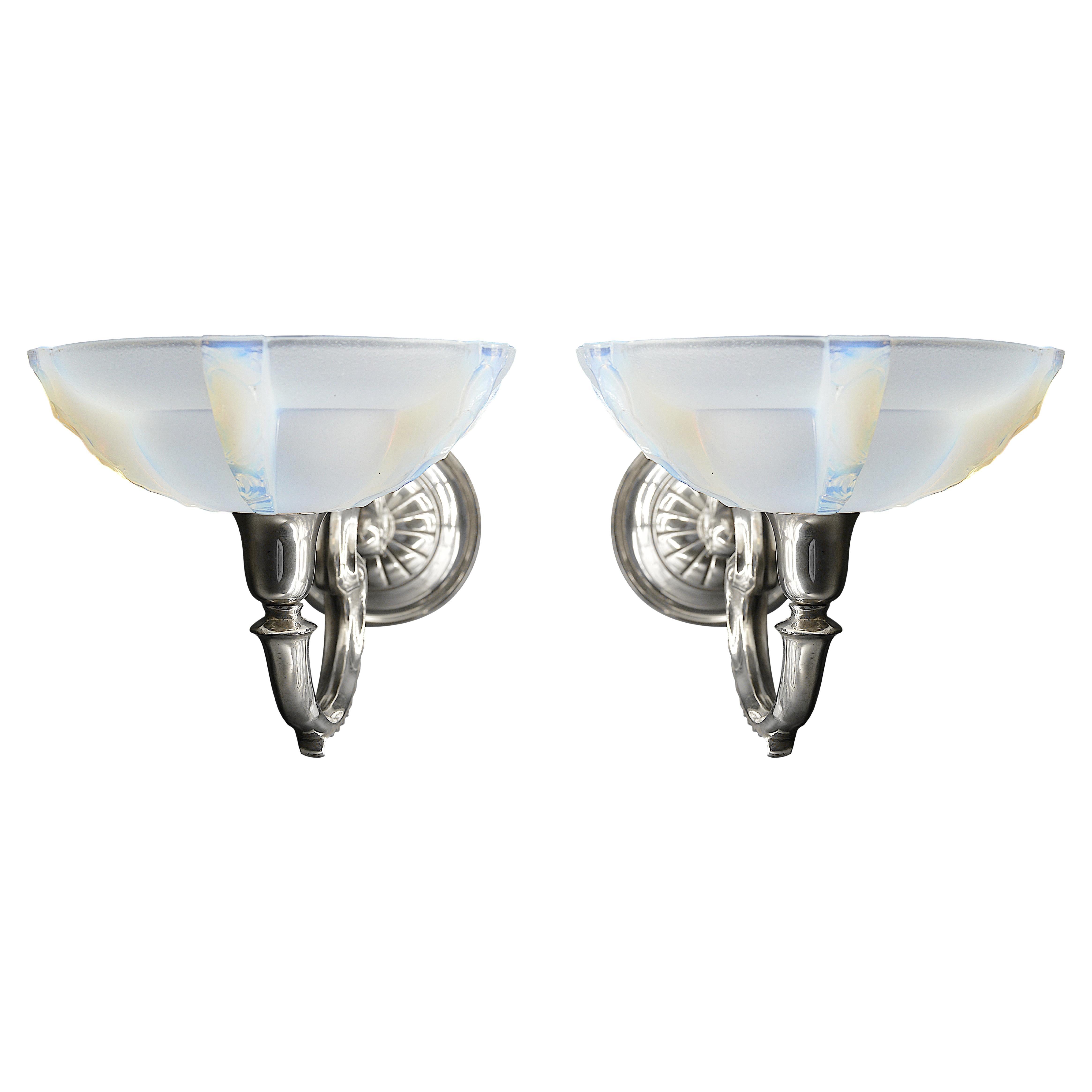 Petitot / Gauthier French Art Deco Wall Sconce Pair, 1920