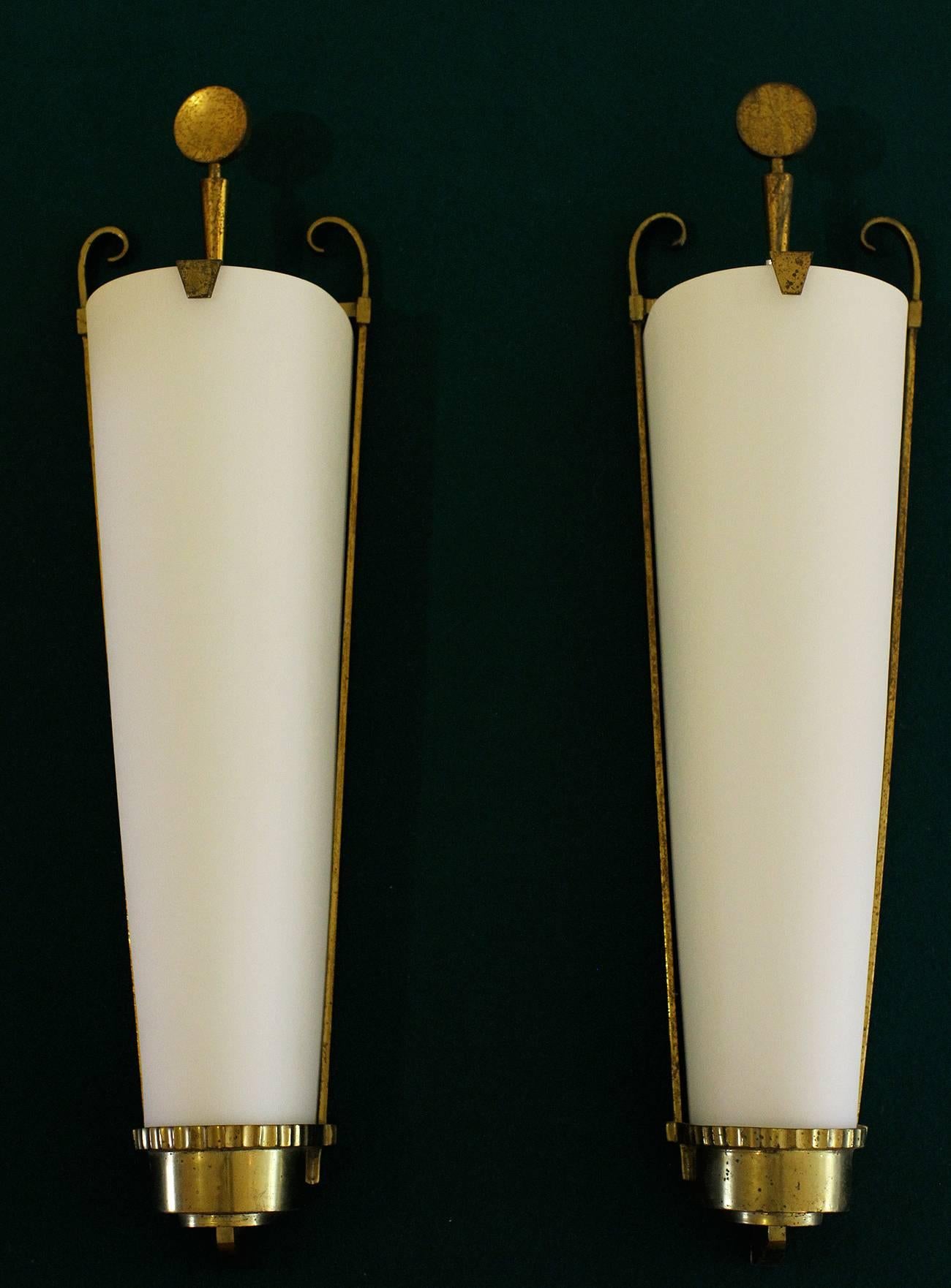 French Petitot Important Pair of Sconces 1930
