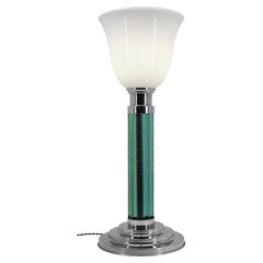PETITOT Large French Art Deco Modernist Rod Table Lamp, 1930, Possibly a Pair