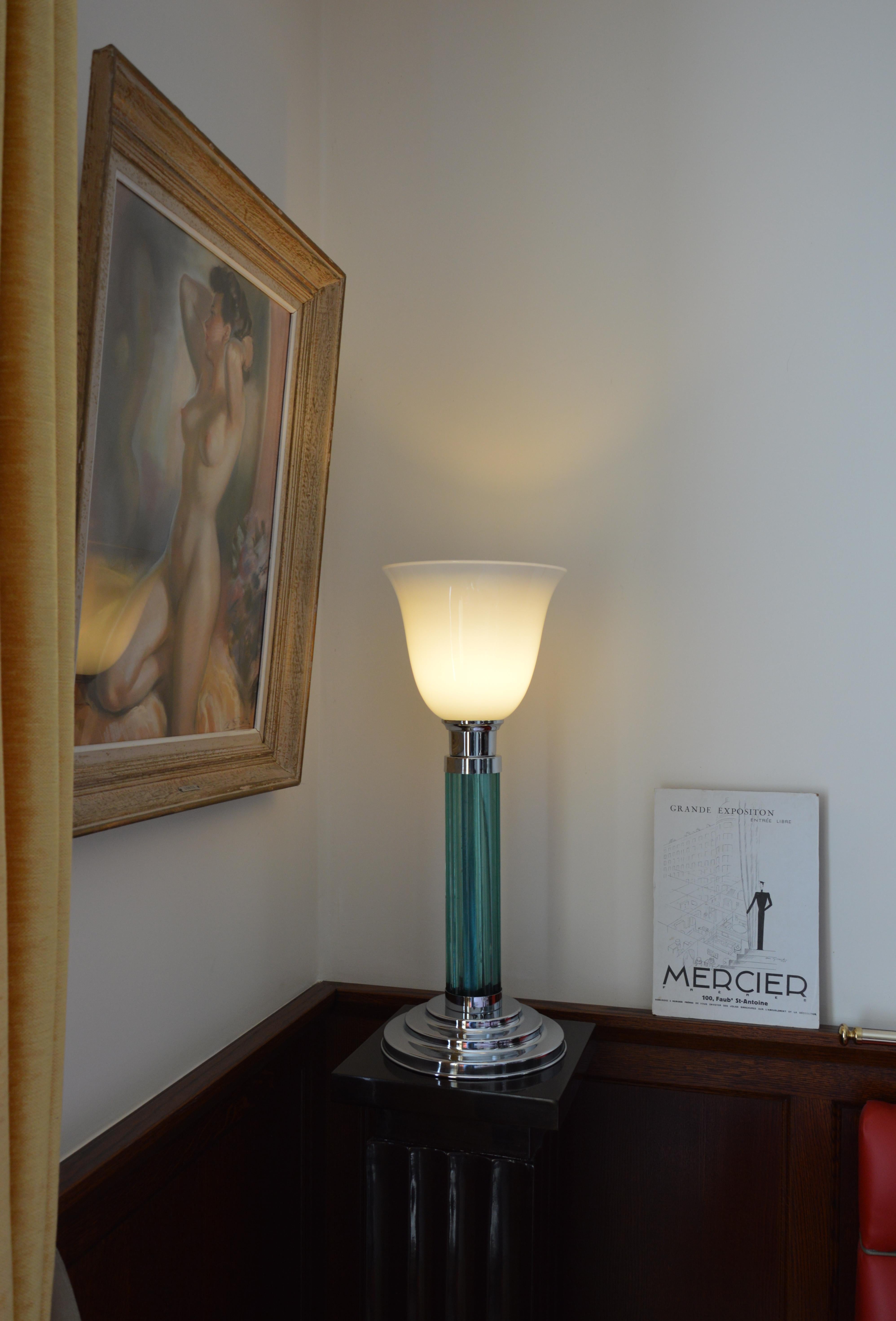 PETITOT Paire de grandes lampes de table à tige Art déco moderniste, 1920 en vente 7