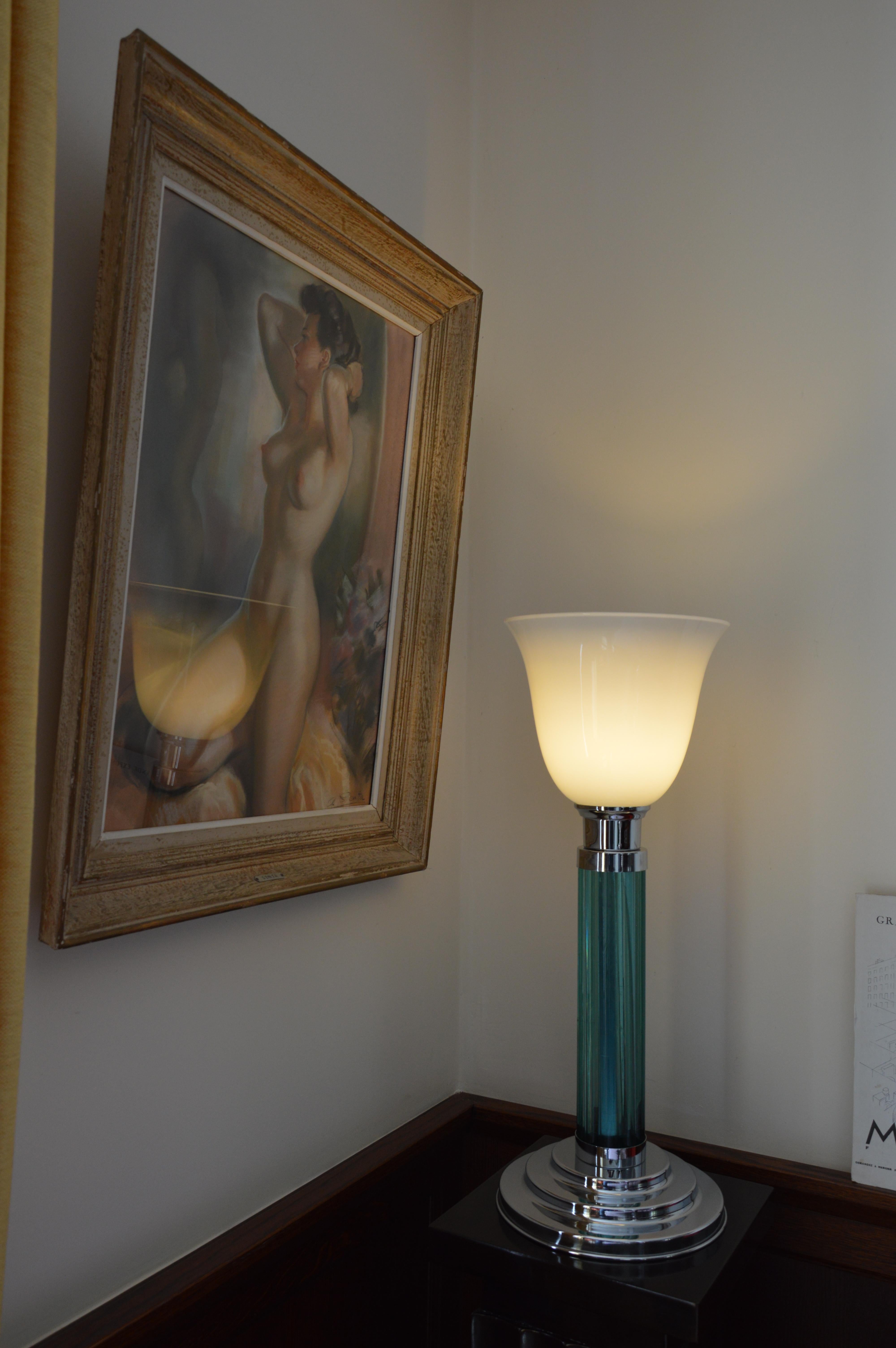 PETITOT Paire de grandes lampes de table à tige Art déco moderniste, 1920 en vente 8