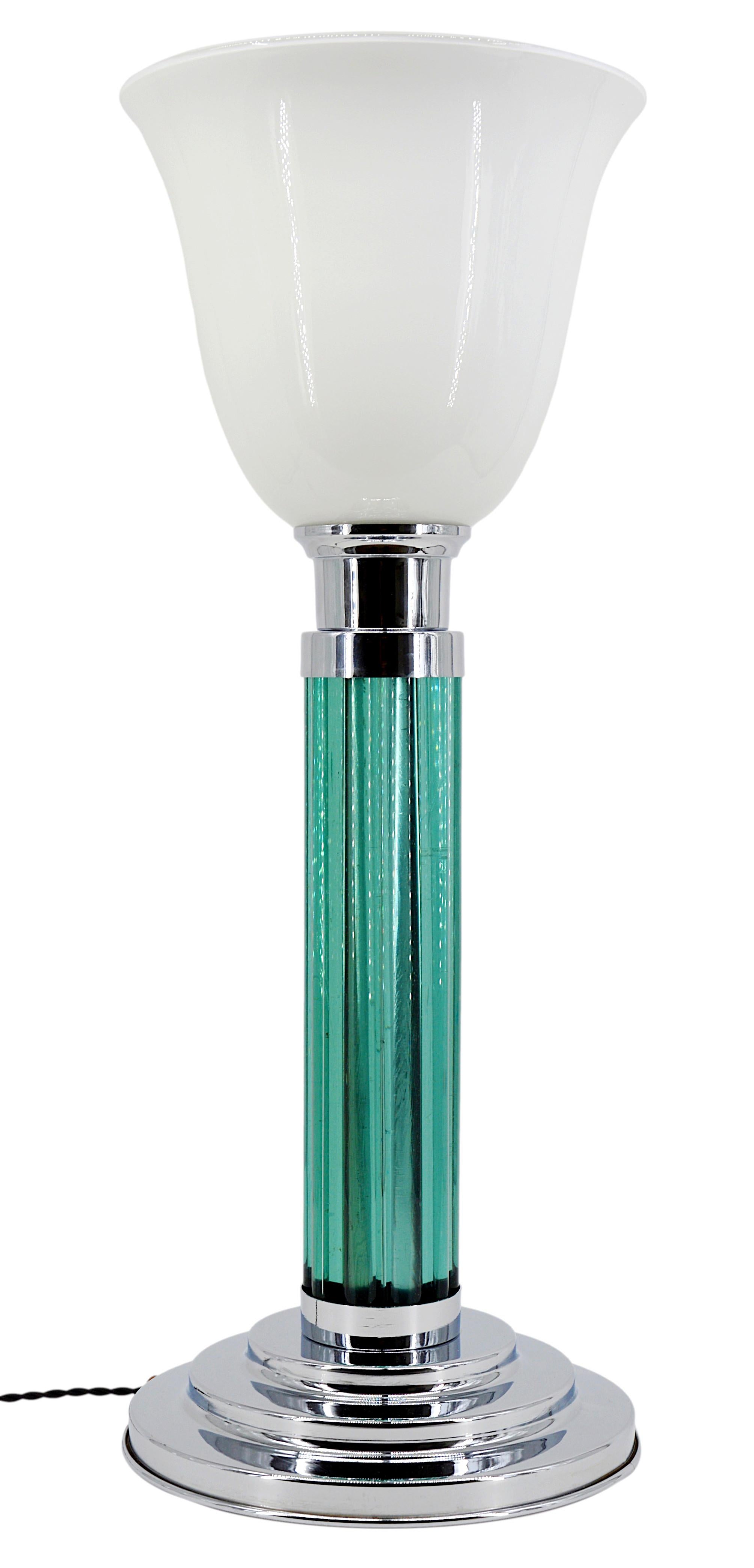 PETITOT Paire de grandes lampes de table à tige Art déco moderniste, 1920 Bon état - En vente à Saint-Amans-des-Cots, FR
