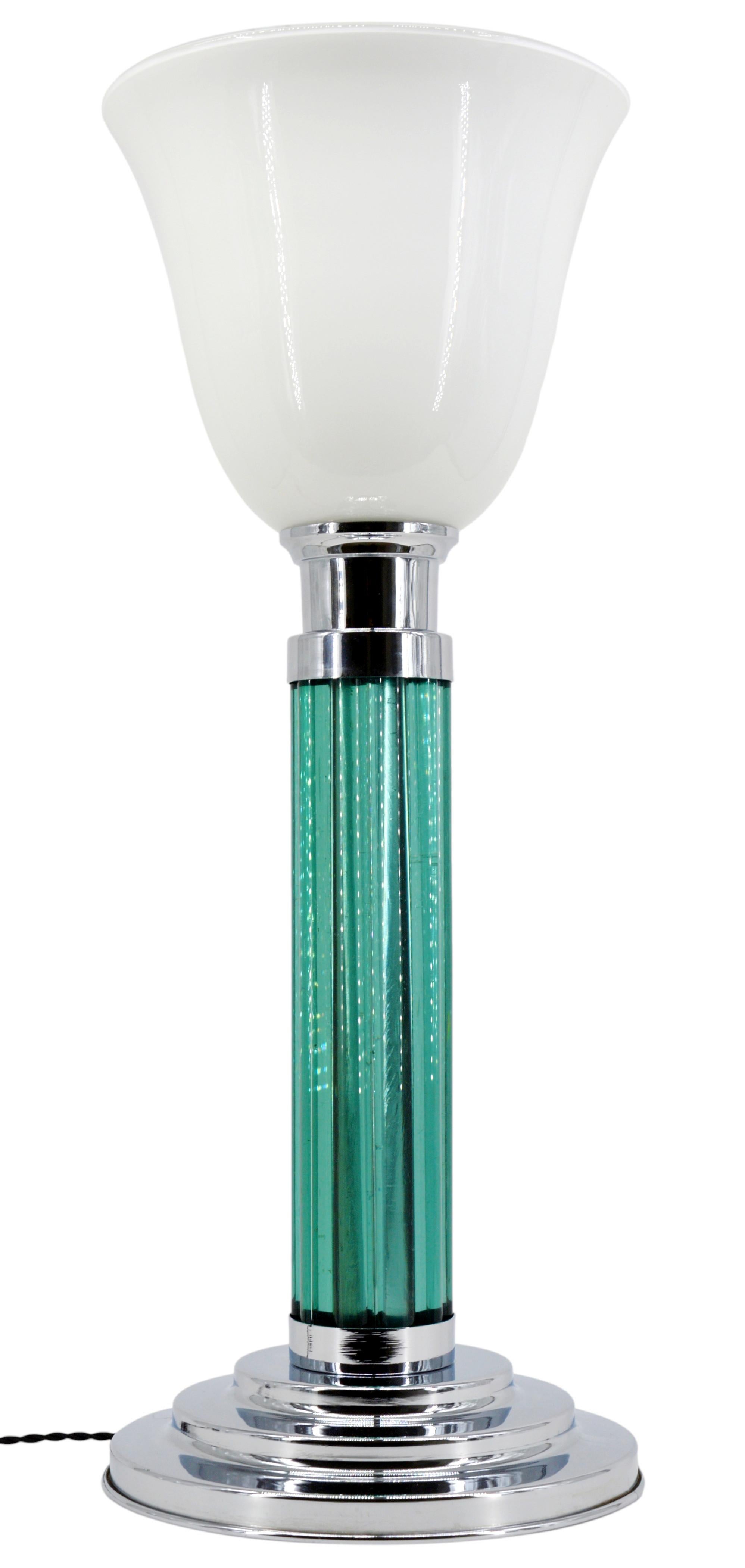 PETITOT Paire de grandes lampes de table à tige Art déco moderniste, 1920 en vente 1